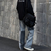 Men Jeans Washed Old Baggy Straight Trousers Tie-Dye Denim Trousers